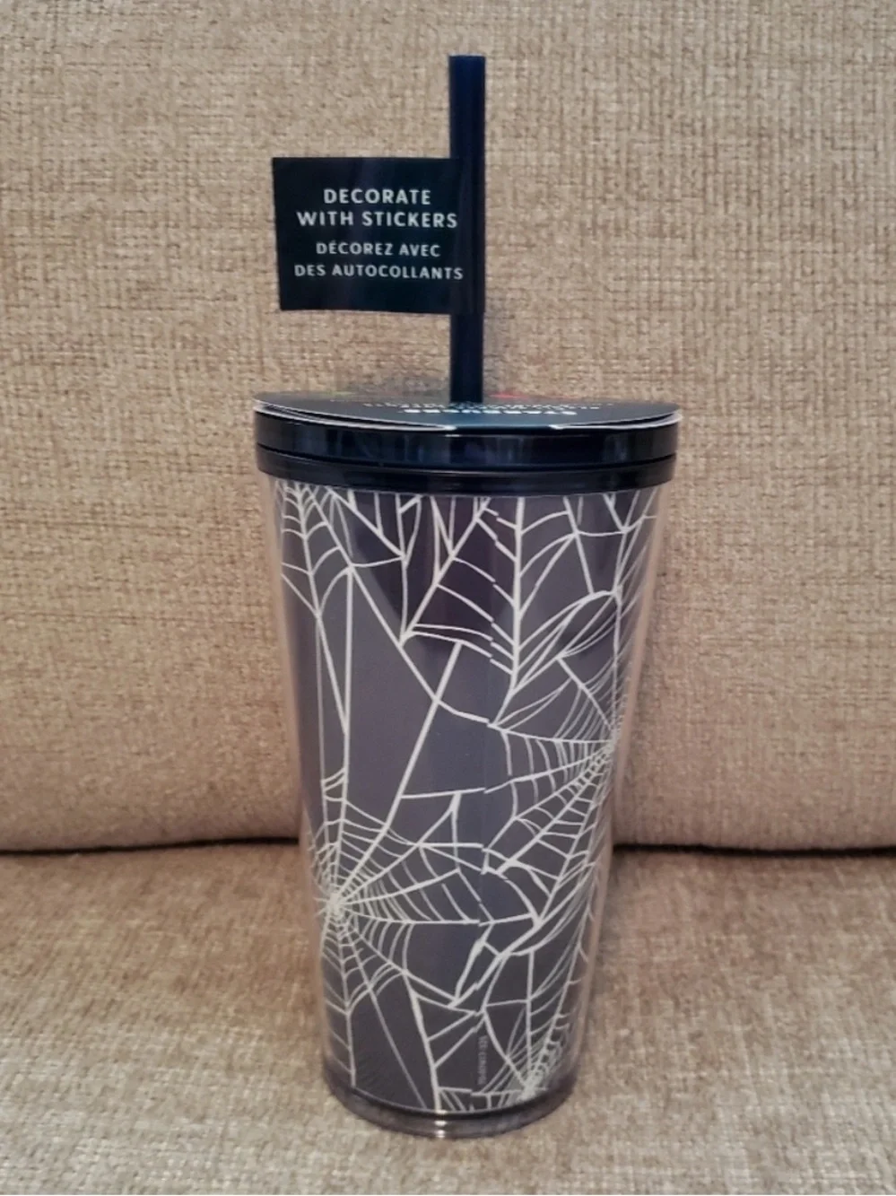 Starbucks Spider Web Glow-In-The-Dark 16 Oz Cup Tumbler with Stickers NWT 2021